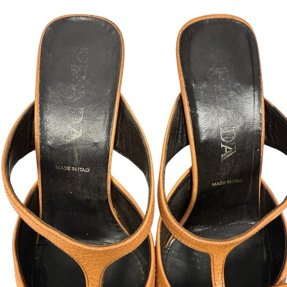 Prada Vintage Y2K 2000s Mary Jane Strap Flower Appliqué Kitten Heel Mules - Picture 5 of 10